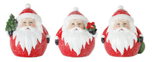 Load image into Gallery viewer, Frosted Round Santa Figure with Bird and Pine Accent (Set of 6)
