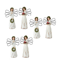 Load image into Gallery viewer, Frosted Winter Angel with Bird and Wreath Accent (Set of 6)
