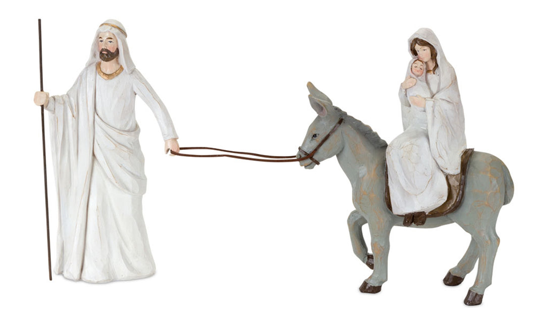 Holiday Family with Donkey and Baby Figurine 11