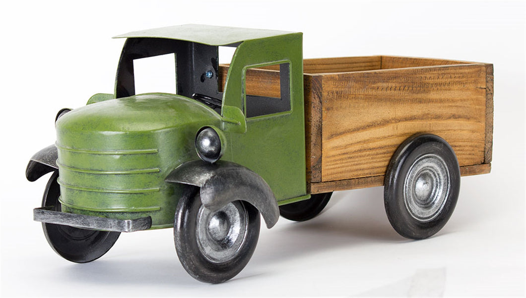 Vintage Style Metal Pick Up Truck with Wood Bed 18
