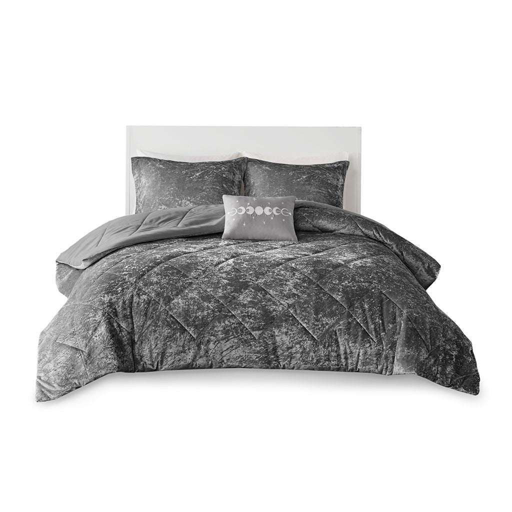 Olliix Felicia 100% Polyester Crushed Comforter Set By Intelligent Design ID10-1972