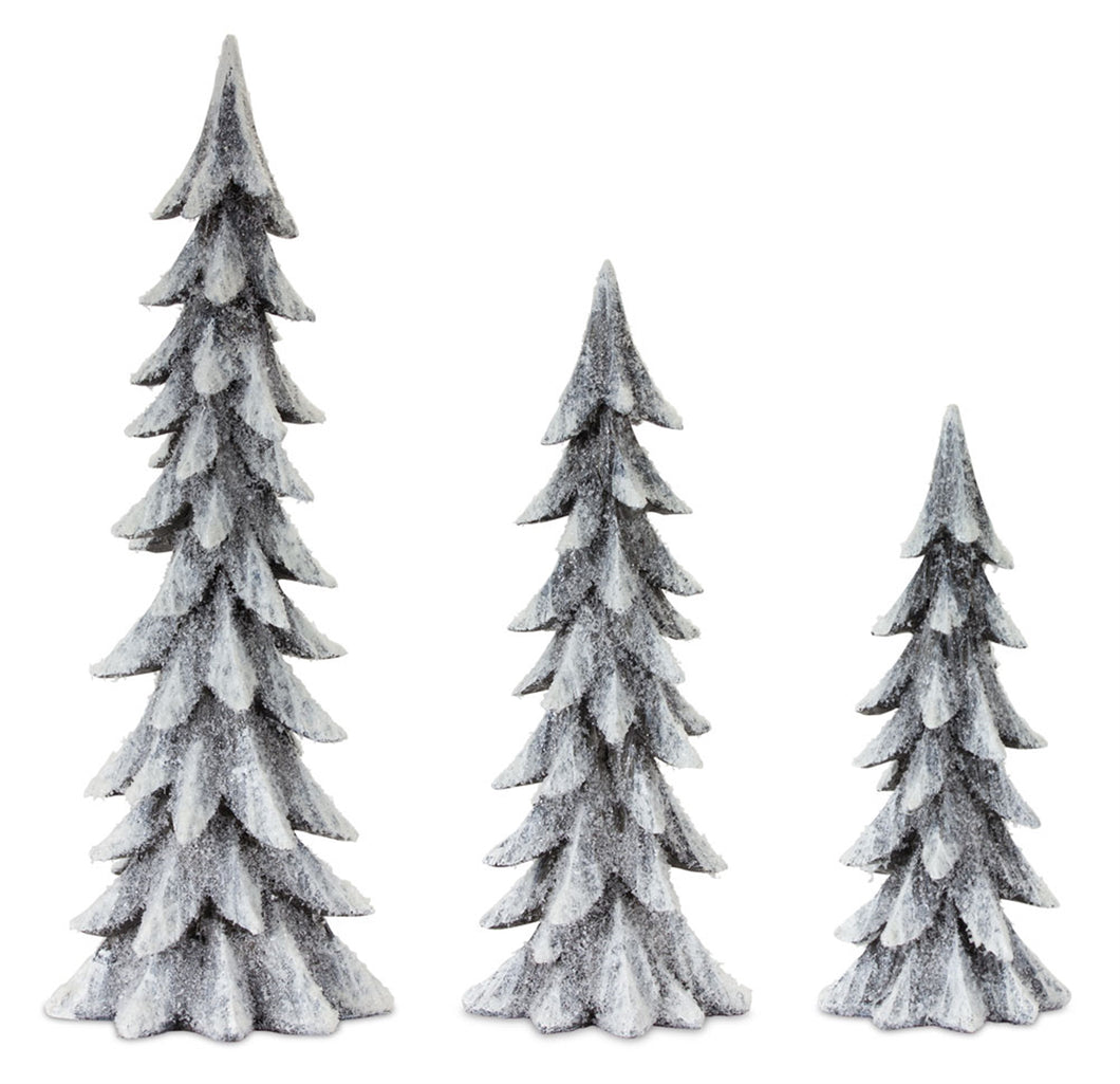 Carved Design Pine Tree DŽcor (Set of 3)