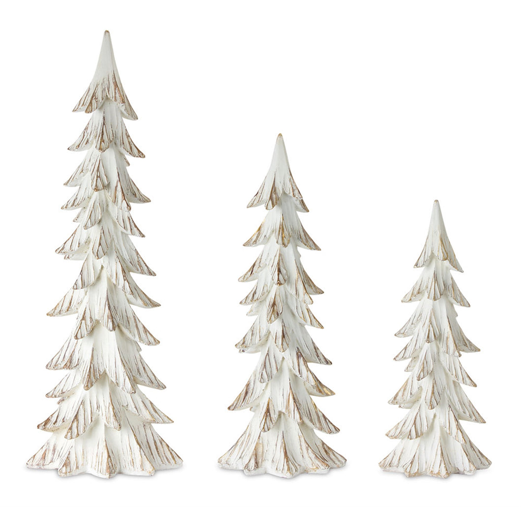 Carved Wood Design Pine Tree DŽcor (Set of 3)