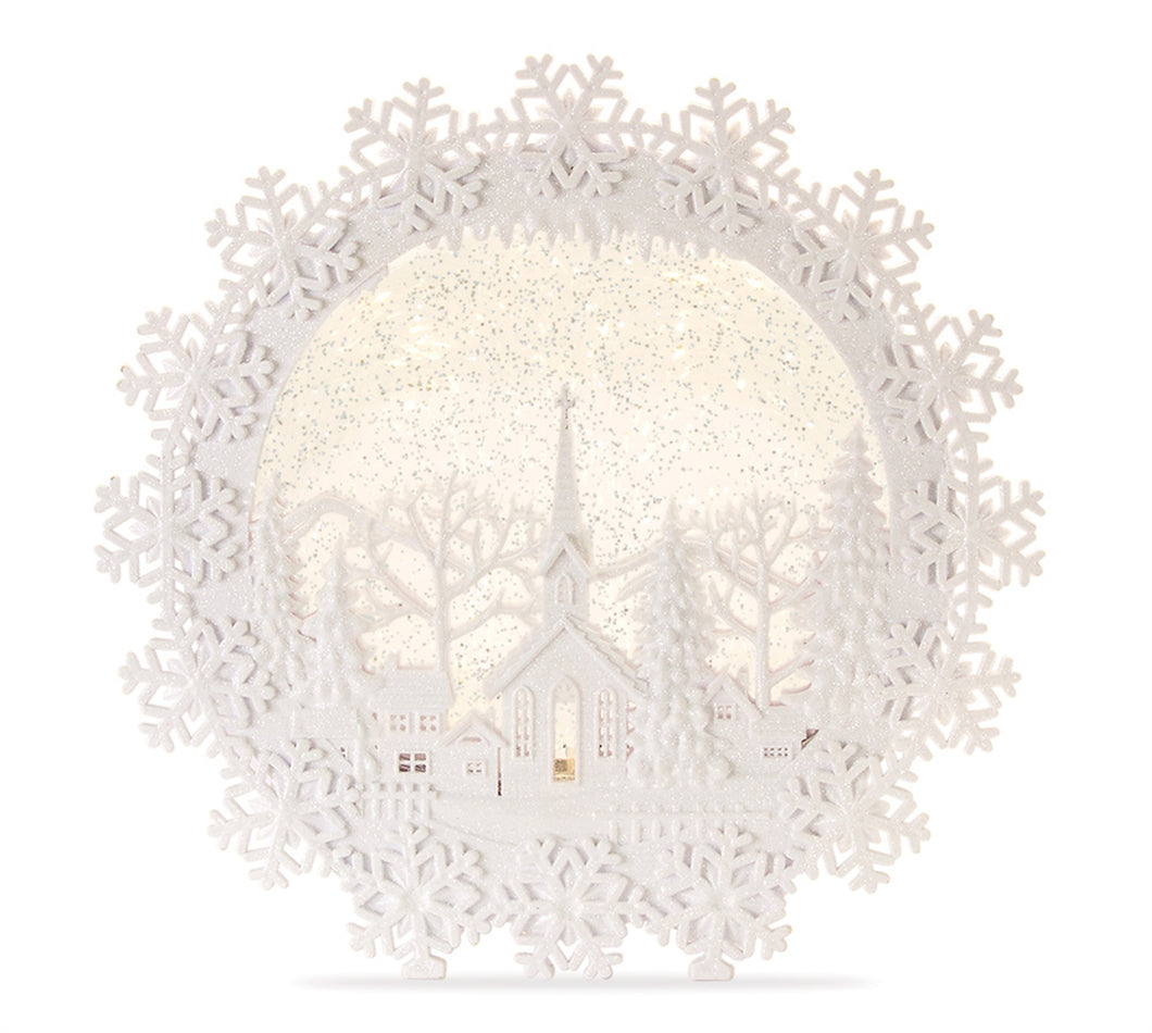 LED Church Scene Snow Globe 12.25