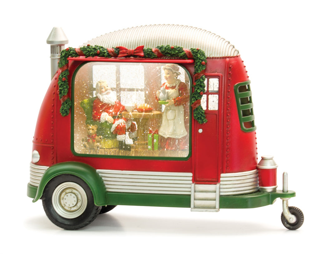 LED Snow Globe Camper with Santa and Mrs. Clause Scene 8