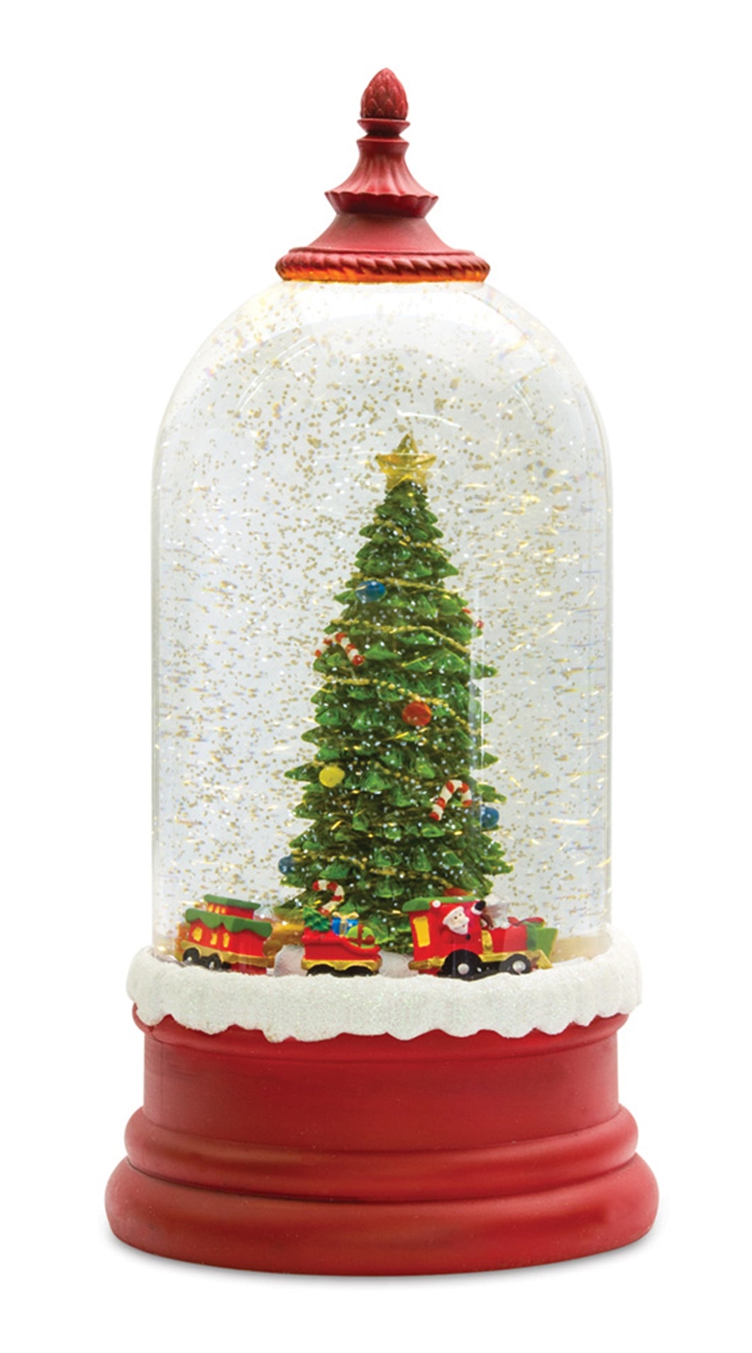 LED Snow Globe Bell Jar with Christmas Tree Scene 10.5
