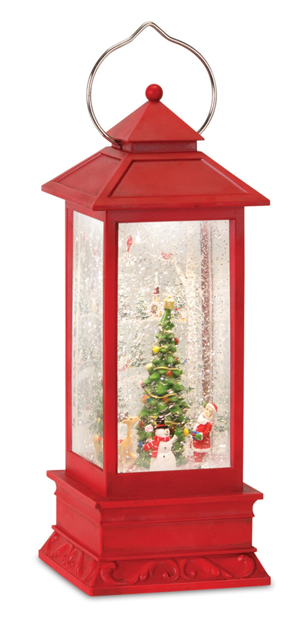 LED Snow Globe Lantern with Santa and Christmas Tree Scene 12