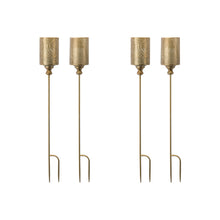 Load image into Gallery viewer, Gold Punched Metal Candle Holder Garden Stake (Set of 4)
