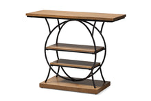 Load image into Gallery viewer, Baxton Studio Lavelle Vintage Rustic Industrial Style Walnut Brown Wood and Dark Bronze-Finished Metal Circular Console Table
