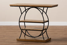 Load image into Gallery viewer, Baxton Studio Lavelle Vintage Rustic Industrial Style Walnut Brown Wood and Dark Bronze-Finished Metal Circular Console Table
