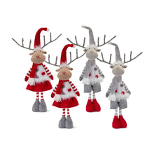 Load image into Gallery viewer, Plush Standing Holiday Deer with Hat and Scarf Accent (Set of 2)
