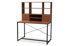 Load image into Gallery viewer, Baxton Studio Edwin Rustic Industrial Style Brown Wood and Metal 2-in-1 Bookcase Writing Desk
