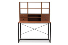 Load image into Gallery viewer, Baxton Studio Edwin Rustic Industrial Style Brown Wood and Metal 2-in-1 Bookcase Writing Desk
