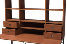 Load image into Gallery viewer, Baxton Studio Edwin Rustic Industrial Style Brown Wood and Metal 2-in-1 Bookcase Writing Desk
