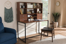 Load image into Gallery viewer, Baxton Studio Edwin Rustic Industrial Style Brown Wood and Metal 2-in-1 Bookcase Writing Desk
