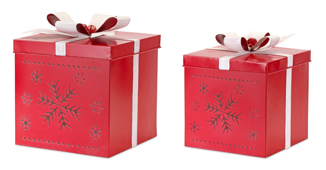 Metal Present DŽcor with Nordic Snowflake Cut Out (Set of 2)