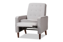 Load image into Gallery viewer, Baxton Studio Mathias Mid-century Modern Light Grey Fabric Upholstered Lounge Chair
