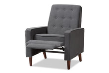 Load image into Gallery viewer, Baxton Studio Mathias Mid-century Modern Grey Fabric Upholstered Lounge Chair
