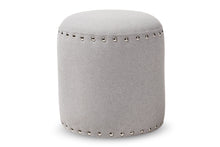 Load image into Gallery viewer, Baxton Studio Rosine Modern and Contemporary Light Grey Fabric Upholstered Nail Trim Ottoman
