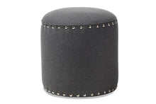 Load image into Gallery viewer, Baxton Studio Rosine Modern and Contemporary Dark Grey Fabric Upholstered Nail Trim Ottoman

