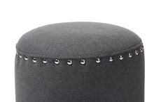 Load image into Gallery viewer, Baxton Studio Rosine Modern and Contemporary Dark Grey Fabric Upholstered Nail Trim Ottoman
