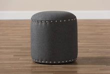 Load image into Gallery viewer, Baxton Studio Rosine Modern and Contemporary Dark Grey Fabric Upholstered Nail Trim Ottoman
