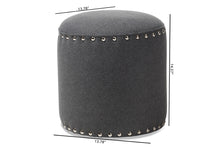 Load image into Gallery viewer, Baxton Studio Rosine Modern and Contemporary Dark Grey Fabric Upholstered Nail Trim Ottoman
