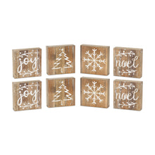 Load image into Gallery viewer, Rustic Wood Christmas Block DŽcor (Set of 8)
