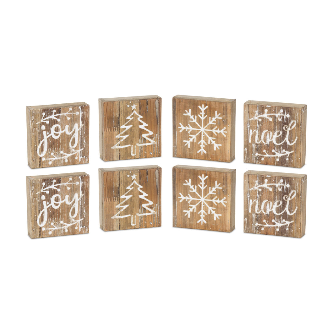 Rustic Wood Christmas Block DŽcor (Set of 8)