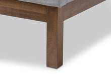 Load image into Gallery viewer, Baxton Studio Louvain Modern and Contemporary Greyish Beige Fabric Upholstered Walnut-Finished Twin Sized Platform Bed
