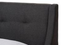 Load image into Gallery viewer, Baxton Studio Louvain Modern and Contemporary Dark Grey Fabric Upholstered Walnut-Finished Twin Sized Platform Bed
