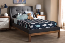 Load image into Gallery viewer, Baxton Studio Louvain Modern and Contemporary Dark Grey Fabric Upholstered Walnut-Finished Twin Sized Platform Bed

