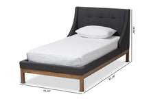 Load image into Gallery viewer, Baxton Studio Louvain Modern and Contemporary Dark Grey Fabric Upholstered Walnut-Finished Twin Sized Platform Bed
