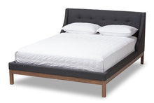 Load image into Gallery viewer, Baxton Studio Louvain Modern and Contemporary Dark Grey Fabric Upholstered Walnut-Finished Full Sized Platform Bed
