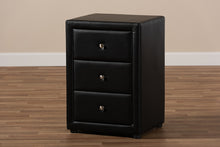 Load image into Gallery viewer, Baxton Studio Tessa Modern and Contemporary Black Faux Leather Upholstered 3-Drawer Nightstand
