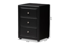 Load image into Gallery viewer, Baxton Studio Tessa Modern and Contemporary Black Faux Leather Upholstered 3-Drawer Nightstand
