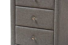 Load image into Gallery viewer, Baxton Studio Tessa Modern and Contemporary Grey Fabric Upholstered 3-Drawer Nightstand
