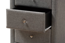 Load image into Gallery viewer, Baxton Studio Tessa Modern and Contemporary Grey Fabric Upholstered 3-Drawer Nightstand
