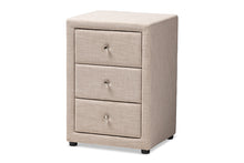 Load image into Gallery viewer, Baxton Studio Tessa Modern and Contemporary Beige Fabric Upholstered 3-Drawer Nightstand
