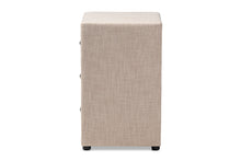 Load image into Gallery viewer, Baxton Studio Tessa Modern and Contemporary Beige Fabric Upholstered 3-Drawer Nightstand
