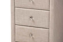 Load image into Gallery viewer, Baxton Studio Tessa Modern and Contemporary Beige Fabric Upholstered 3-Drawer Nightstand
