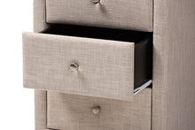 Load image into Gallery viewer, Baxton Studio Tessa Modern and Contemporary Beige Fabric Upholstered 3-Drawer Nightstand
