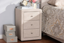 Load image into Gallery viewer, Baxton Studio Tessa Modern and Contemporary Beige Fabric Upholstered 3-Drawer Nightstand
