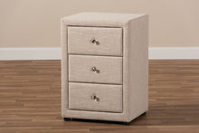 Load image into Gallery viewer, Baxton Studio Tessa Modern and Contemporary Beige Fabric Upholstered 3-Drawer Nightstand
