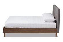 Load image into Gallery viewer, Baxton Studio Alinia Mid-century Retro Modern Grey Fabric Upholstered Walnut Wood King Size Platform Bed

