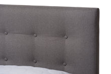 Load image into Gallery viewer, Baxton Studio Alinia Mid-century Retro Modern Grey Fabric Upholstered Walnut Wood King Size Platform Bed
