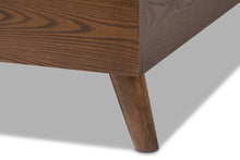 Load image into Gallery viewer, Baxton Studio Alinia Mid-century Retro Modern Light Beige Fabric Upholstered Walnut Wood King Size Platform Bed
