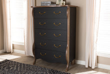 Load image into Gallery viewer, Baxton Studio Romilly Country Cottage Farmhouse Black and Oak-Finished Wood 5-Drawer Chest
