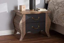 Load image into Gallery viewer, Baxton Studio Romilly Country Cottage Farmhouse Black and Oak-Finished Wood 2-Drawer Nightstand

