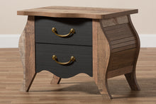 Load image into Gallery viewer, Baxton Studio Romilly Country Cottage Farmhouse Black and Oak-Finished Wood 2-Drawer Nightstand
